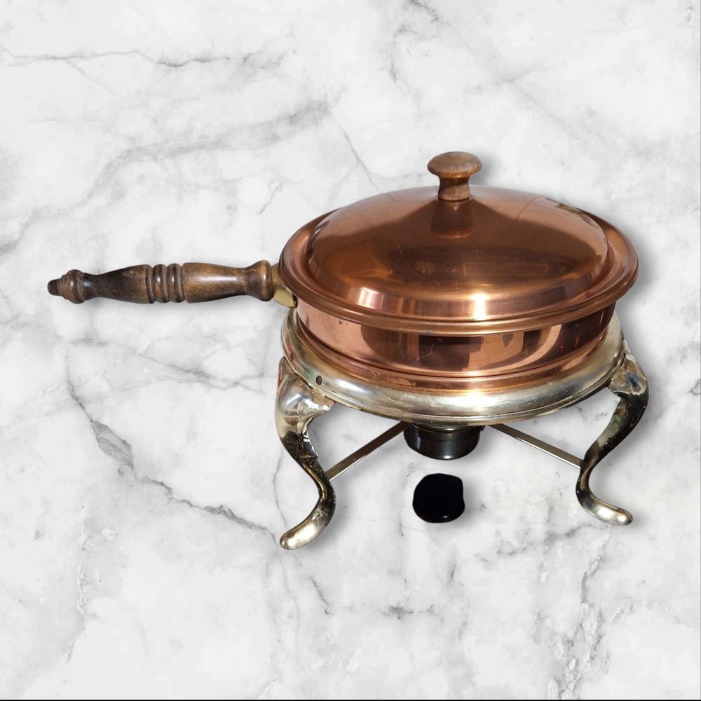 Vintage 1967 Copper and Gold Tone Chafing Dish